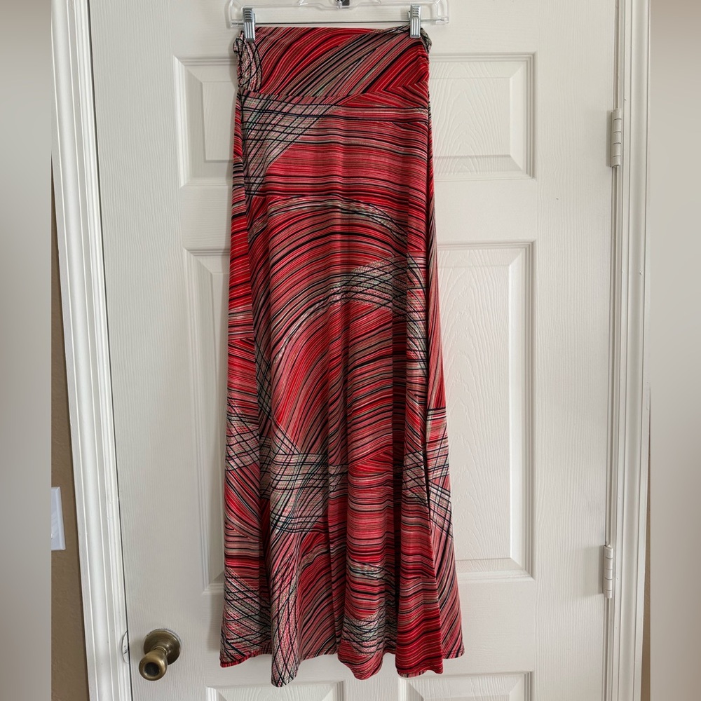 Red and Black Maxi Skirt